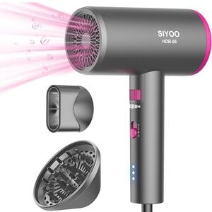 New SIYOO - Professional ionic hair dryer with diffuser and nozzle